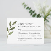 Elegant airy bijkantoren. Chic botanical bruiloft  RSVP Kaartje (Staand voorkant)