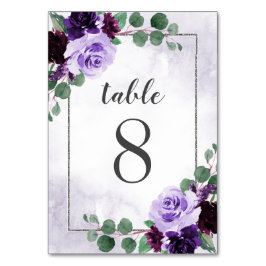 Elegant Airy Boho Floral Paars en Silver Wedding Kaart