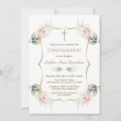 Elegant Airy Greenery Pink Floral Confirmation Kaart (Voorkant)