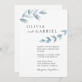 Elegant airy waterverf folio botanical bruiloft kaart