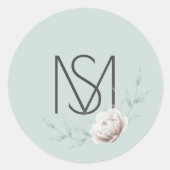 Elegant Alabaster Waterverf Peony Ronde Sticker (Voorkant)