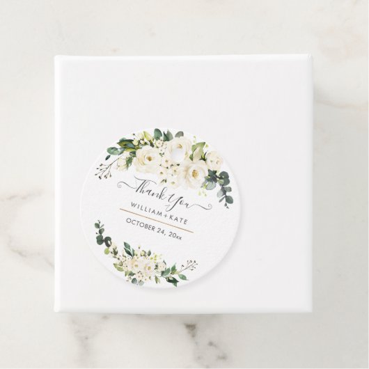 Elegant Alabaster Waterverf Rozen dank u Bedankjes Labels (In situ)