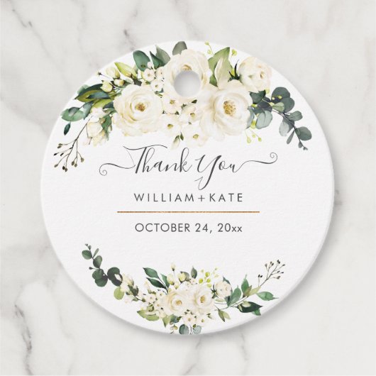 Elegant Alabaster Waterverf Rozen dank u Bedankjes Labels (Voorkant)