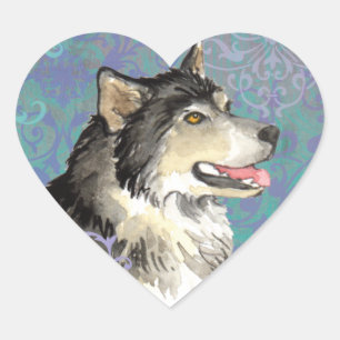 Elegant Alaskan Malemute Hart Sticker