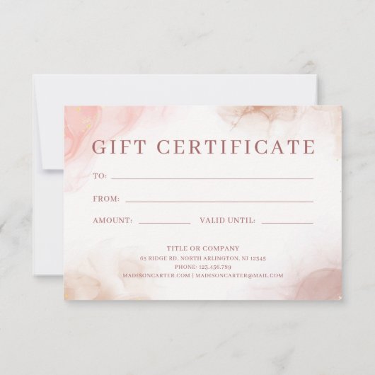 Elegant Alcohol Ink Certificaat Gift Kaart (Achterkant)