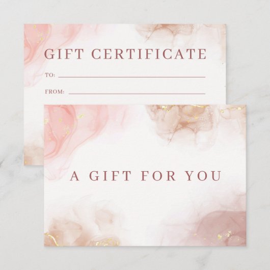 Elegant Alcohol Ink Certificaat Gift Kaart (Voorkant / Achterkant)