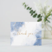 Elegant Alcohol Ink Gold Blue Hartelijk dank Briefkaart (Staand voorkant)
