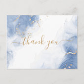 Elegant Alcohol Ink Gold Blue Hartelijk dank Briefkaart (Voorkant)