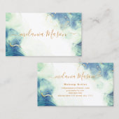 Elegant Alcohol Ink Gold Blue Turquoise Trendy Visitekaartje (Voorkant / Achterkant)