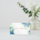 Elegant Alcohol Ink Gold Blue Turquoise Trendy Visitekaartje (Staand voorkant)