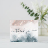 Elegant Alcohol Ink Gold Blush Blue Hartelijk dank Briefkaart (Staand voorkant)