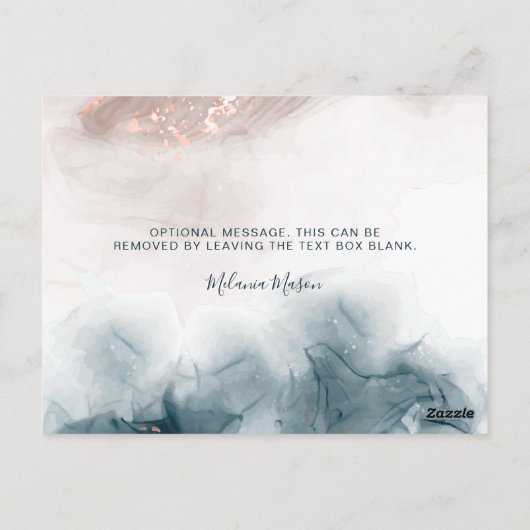 Elegant Alcohol Ink Gold Blush Blue Hartelijk dank Briefkaart (Achterkant)