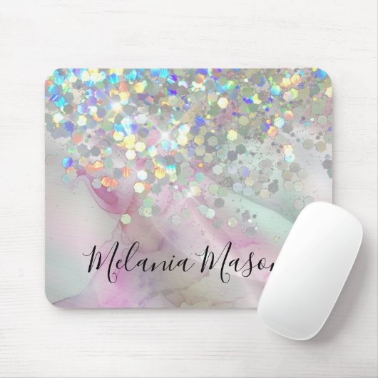 Elegant alcohol Ink Holographic Sparkly Glitter Muismat (Met muis)
