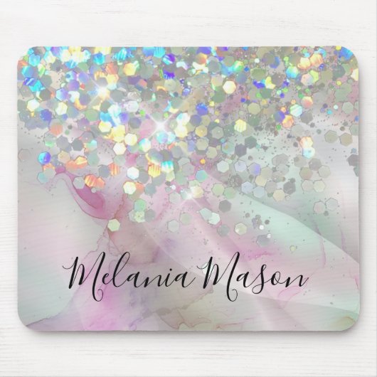 Elegant alcohol Ink Holographic Sparkly Glitter Muismat (Voorkant)