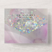 Elegant alcohol Ink Marble Holographic Glitter All In One Uitnodiging (Achterkant)