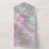 Elegant alcohol Ink Marble Holographic Glitter All In One Uitnodiging (Binnen)