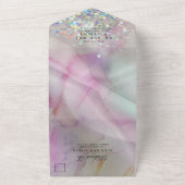 Elegant alcohol Ink Marble Holographic Glitter All In One Uitnodiging (Buitenkant)
