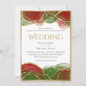 Elegant alcohol Ink Red Green Holiday Weddenschap Kaart (Voorkant)