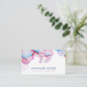 Elegant Alcohol inkt pastelblauw en roze Visitekaartje (Staand voorkant)