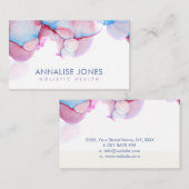 Elegant Alcohol inkt pastelblauw en roze Visitekaartje (Voorkant / Achterkant)