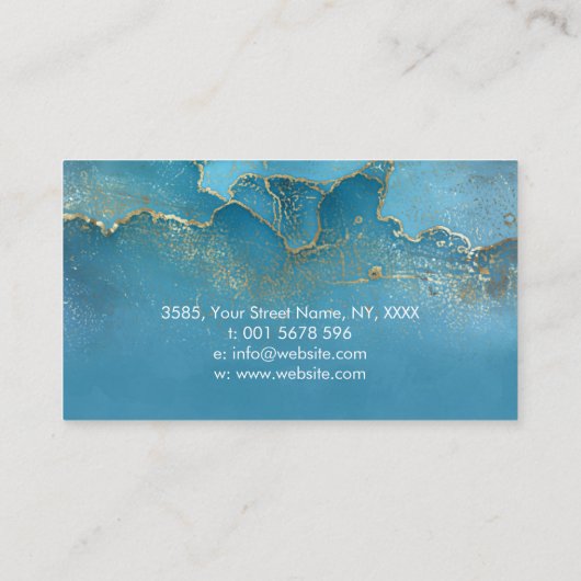 Elegant Alcohol inkt sky blue en gold Visitekaartje (Achterkant)