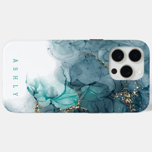 Elegant Alcohol Zwart Goud Glitter Marmer Case-Mate iPhone Case (Achterkant (horizontaal))