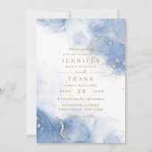 Elegant alcoholinkt Gold Blue Modern White Kaart (Voorkant)