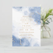 Elegant alcoholinkt Gold Blue Modern White Kaart (Staand voorkant)