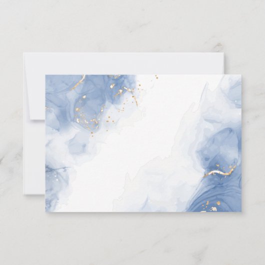 Elegant alcoholinkt Gold Blue Modern White RSVP Kaartje (Achterkant)