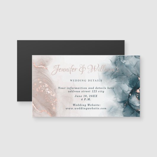 Elegant alcoholinkt Gold Blush Blue Modern (Voorkant / Achterkant)