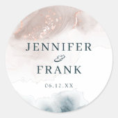 Elegant alcoholinkt Gold Blush Blue Modern Ronde Sticker (Voorkant)