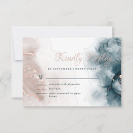 Elegant alcoholinkt Gold Blush Blue Modern RSVP Kaartje