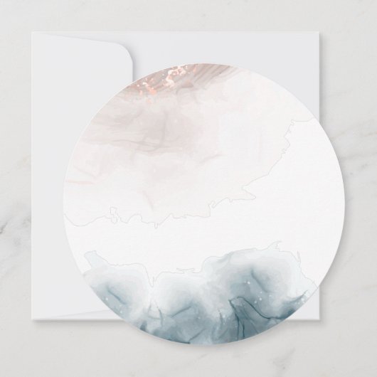 Elegant alcoholinkt Gold Blush Blue Modern Save The Date (Achterkant)