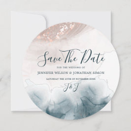 Elegant alcoholinkt Gold Blush Blue Modern Save The Date