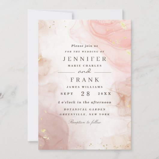 Elegant alcoholinkt Gold Blush Pink Minimale Moder Kaart (Voorkant)