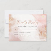 Elegant alcoholinkt Gold Blush Pink Minimale Moder RSVP Kaartje (Voorkant)