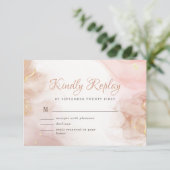 Elegant alcoholinkt Gold Blush Pink Minimale Moder RSVP Kaartje (Staand voorkant)