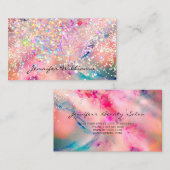 Elegant alcoholinkt holografisch glitter modern visitekaartje (Voorkant / Achterkant)