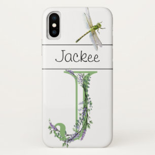 Elegant alfabet J Lavendel Eucalyptus Dragonfly Case-Mate iPhone Case