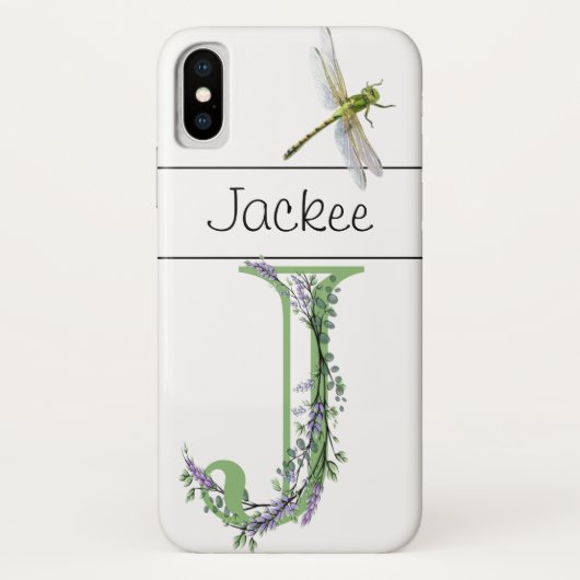 Elegant alfabet J Lavendel Eucalyptus Dragonfly Case-Mate iPhone Case (Achterkant)