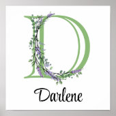 Elegant alfabet letter D Lavendel Eucalyptus Poster (Voorkant)
