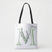 Elegant alfabet letter M Lavendel Eucalyptus Tote Bag (Voorkant)