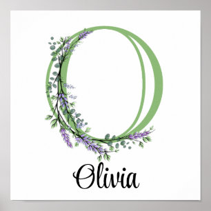 Elegant alfabet letter O Lavendel Eucalyptus Poster