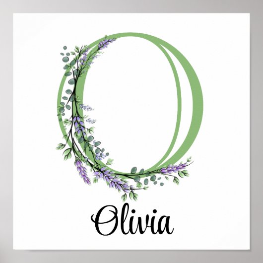 Elegant alfabet letter O Lavendel Eucalyptus Poster (Voorkant)