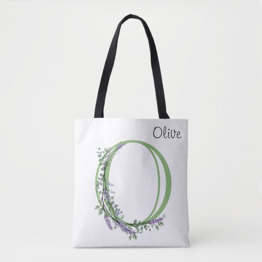 Elegant alfabet letter O Lavendel Eucalyptus Tote Bag (Voorkant)