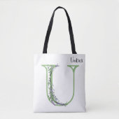 Elegant alfabet letter U Lavendel Eucalyptus Tote Bag (Voorkant)