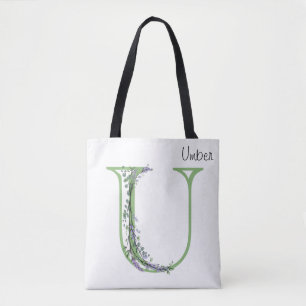 Elegant alfabet letter U Lavendel Eucalyptus Tote Bag