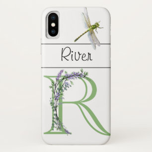 Elegant alfabet R Lavendel Eucalyptus Dragonfly Case-Mate iPhone Case
