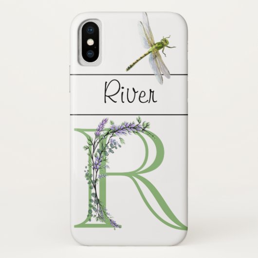Elegant alfabet R Lavendel Eucalyptus Dragonfly Case-Mate iPhone Case (Achterkant)