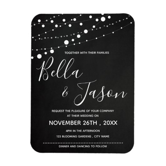 Elegant-alkboard met String Lights Wedding Magneet (Verticaal)